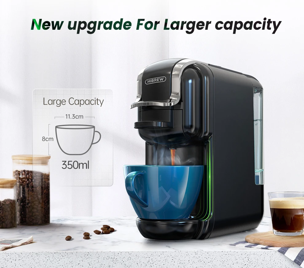 HiBREW Multiple Capsule Coffee Machine Hot/Cold DG Cappuccino Nes Small Capsule ESE Pod Ground Coffee Cafeteria 19Bar 5 in 1 H2B