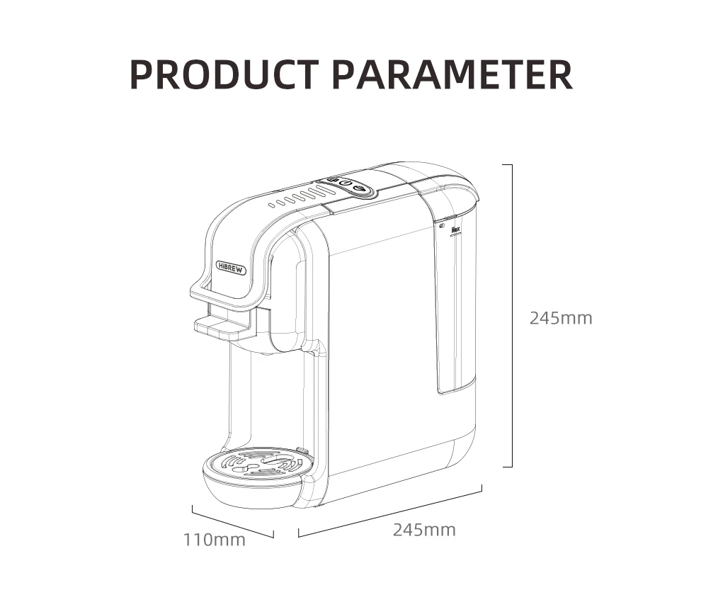 HiBREW Multiple Capsule Coffee Machine Hot/Cold DG Cappuccino Nes Small Capsule ESE Pod Ground Coffee Cafeteria 19Bar 5 in 1 H2B