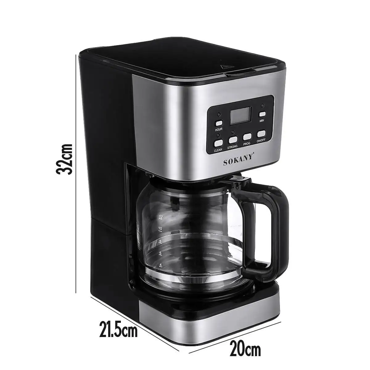 SK 950W Electric Coffee Machine Household Coffee Pot American Drip Semi-Automatic Steam Coffee Machine Brewing Tea Coffee Maker